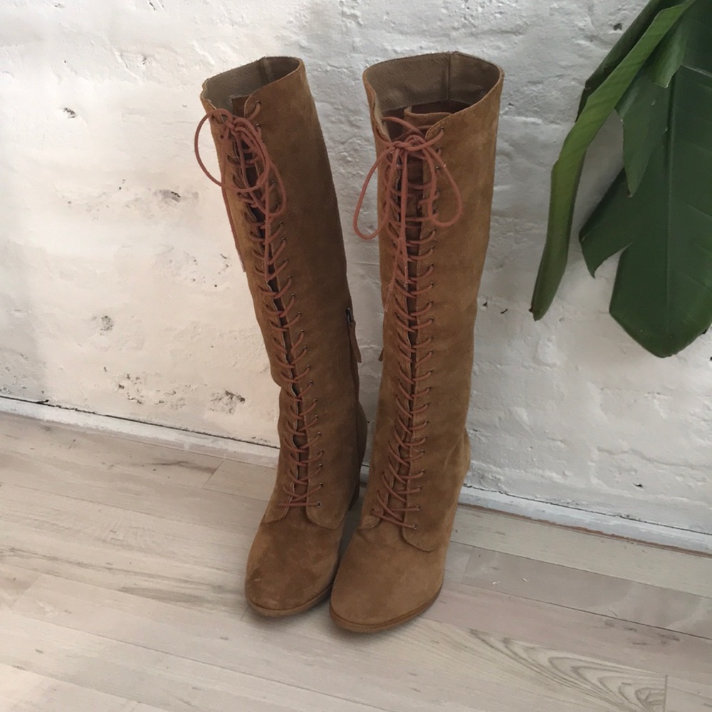 Suede lace up boots